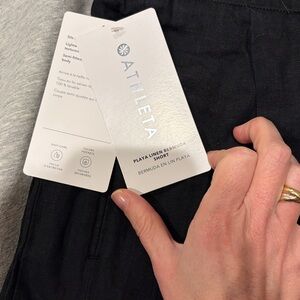 NWT Athleta Playa Linen Bermuda Short Black size 12